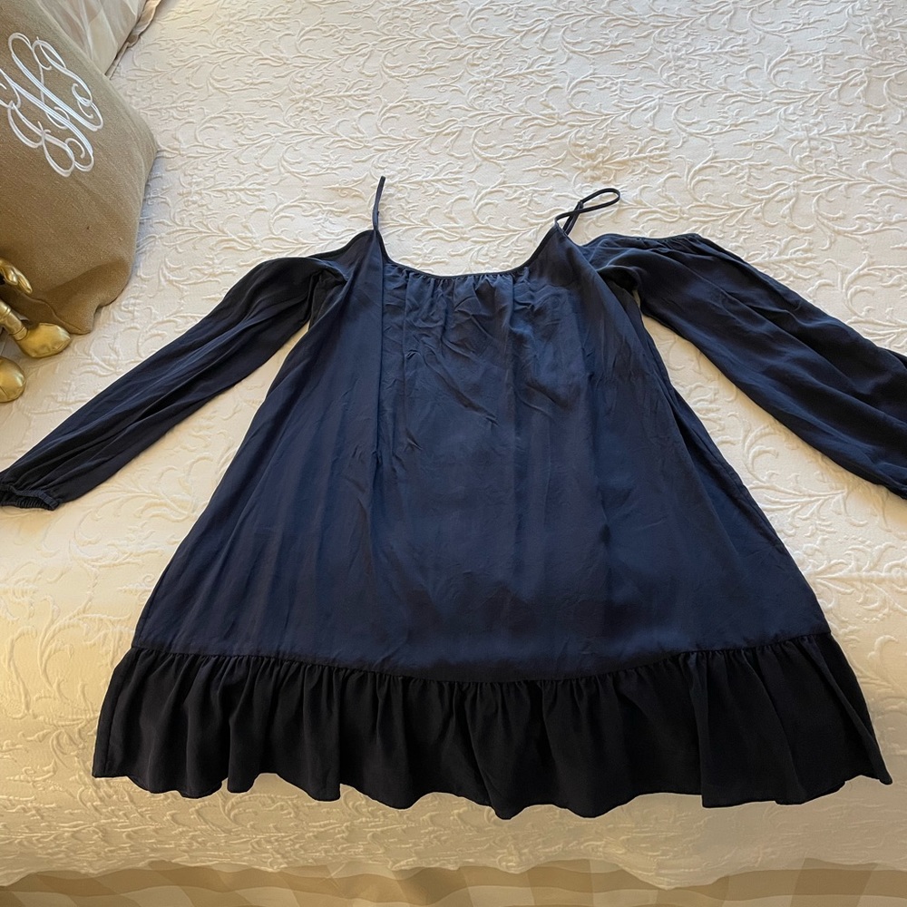 Lilly Pulitzer Navy Blue Candice Silk Cold Shoulders Casual Dress